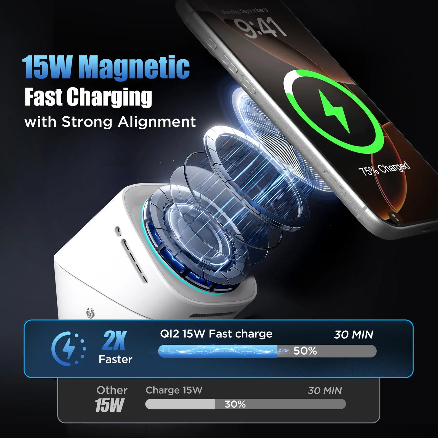 3 in 1 for Apple & Samsung Wireless Charger - Charging Station, Qi 2 Certified 15W Fast Magnetic Charger Stand with 30W Adapter for Magsafe Iphone 17/16/15/14/13/12 Pro Max, Airpods, Apple & Galaxy Watch