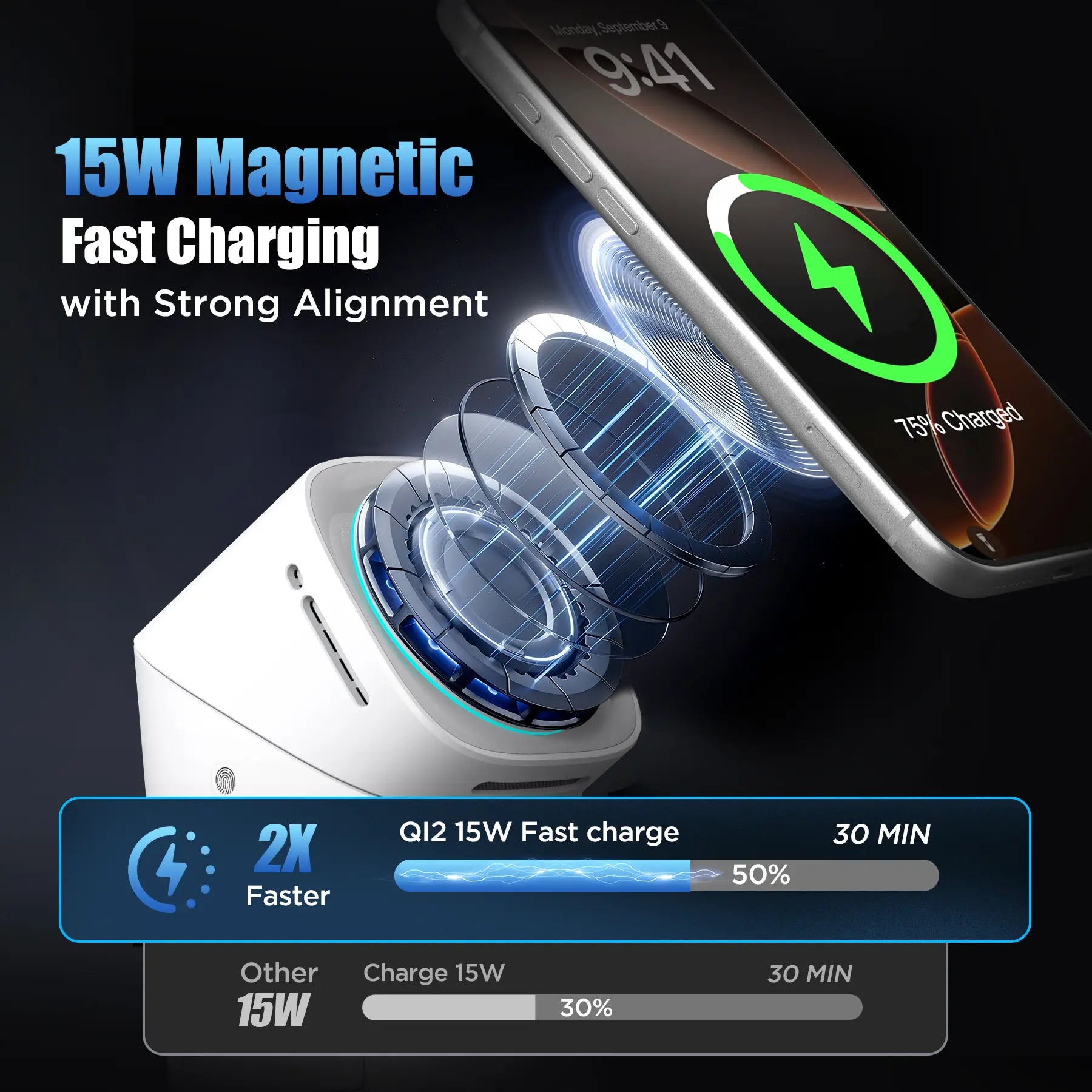 3 in 1 for Apple & Samsung Wireless Charger - Charging Station, Qi 2 Certified 15W Fast Magnetic Charger Stand with 30W Adapter for Magsafe Iphone 17/16/15/14/13/12 Pro Max, Airpods, Apple & Galaxy Watch
