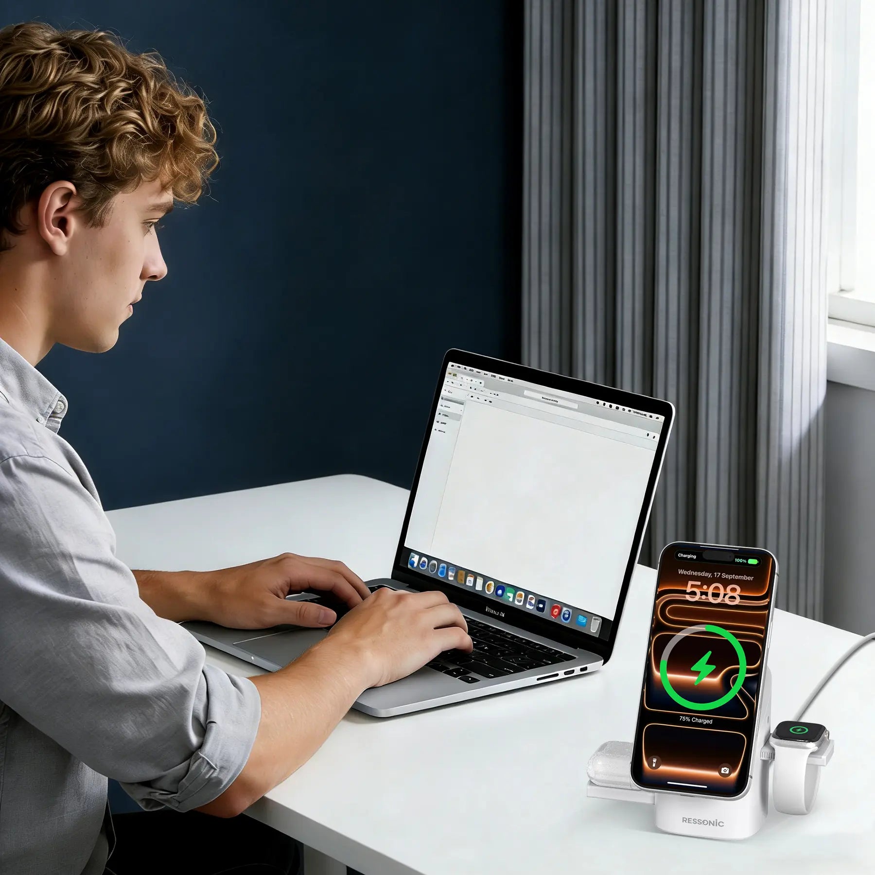 3 in 1 for Apple & Samsung Wireless Charger - Charging Station, Qi 2 Certified 15W Fast Magnetic Charger Stand with 30W Adapter for Magsafe Iphone 17/16/15/14/13/12 Pro Max, Airpods, Apple & Galaxy Watch