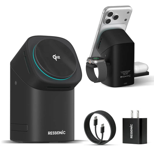 3 in 1 for Apple & Samsung Wireless Charger - Charging Station, Qi 2 Certified 15W Fast Magnetic Charger Stand with 30W Adapter for Magsafe Iphone 17/16/15/14/13/12 Pro Max, Airpods, Apple & Galaxy Watch
