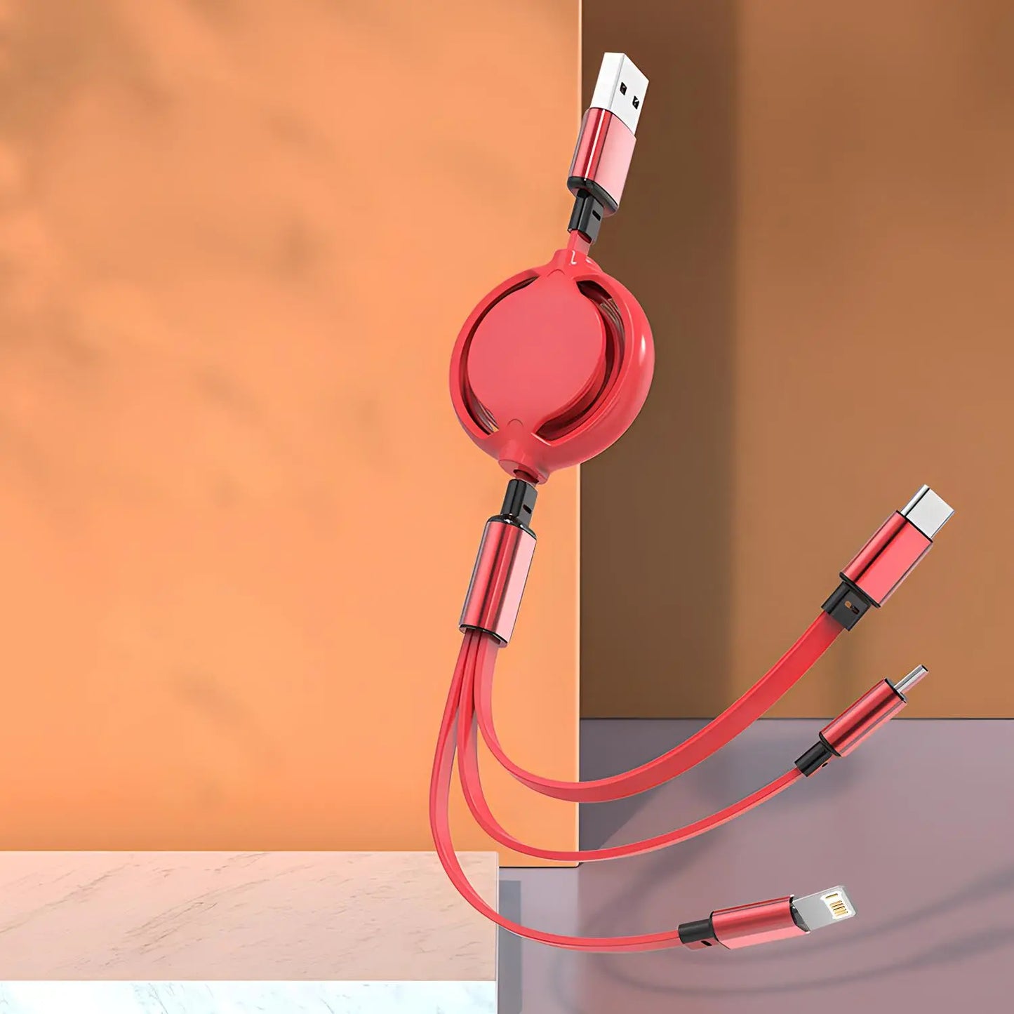 Three-In-One Retractable Expandable Length Durable Multifunctional Charging Cable for Apple C Type Android Phone Fast Charging USB Cable Suitable for Iphone USB-C Total Length 1M