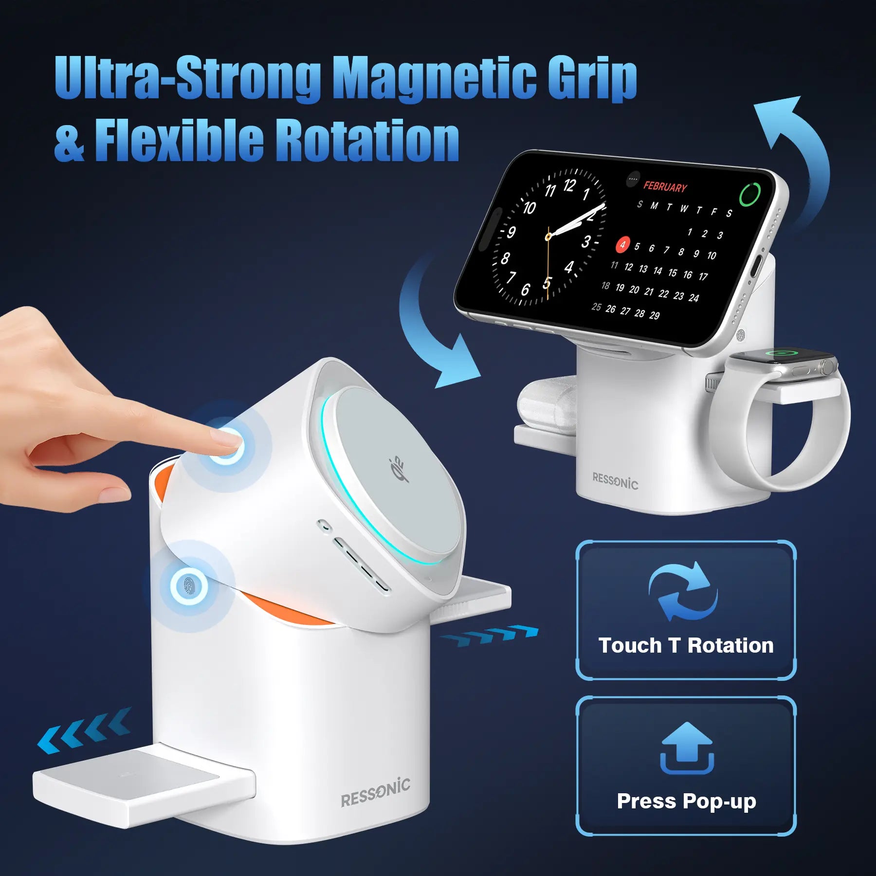 3 in 1 for Apple & Samsung Wireless Charger - Charging Station, Qi 2 Certified 15W Fast Magnetic Charger Stand with 30W Adapter for Magsafe Iphone 17/16/15/14/13/12 Pro Max, Airpods, Apple & Galaxy Watch